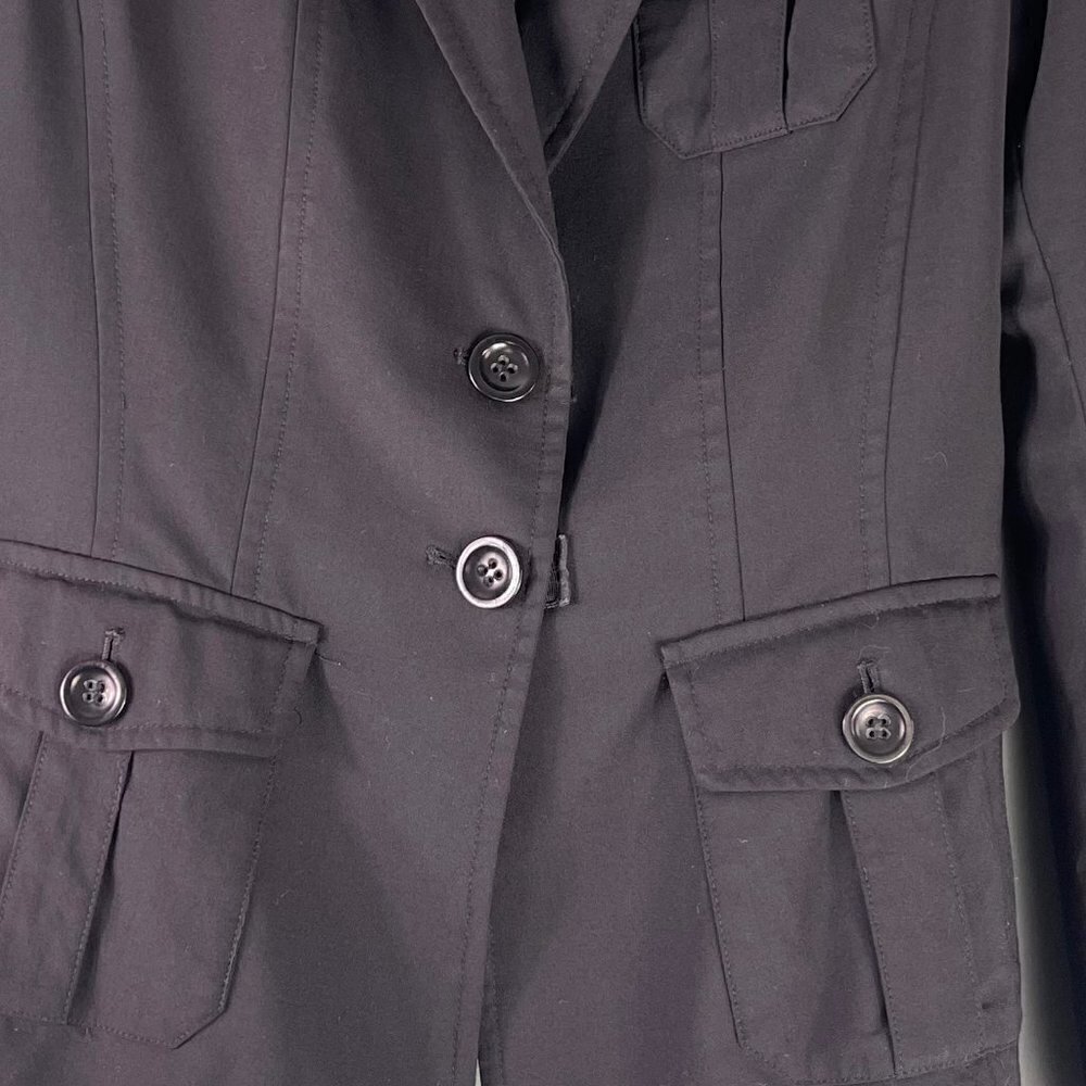 Express Blazer Jacket Size 12 Two Button Black Single Breasted Wool Blend - Picture 4 of 16